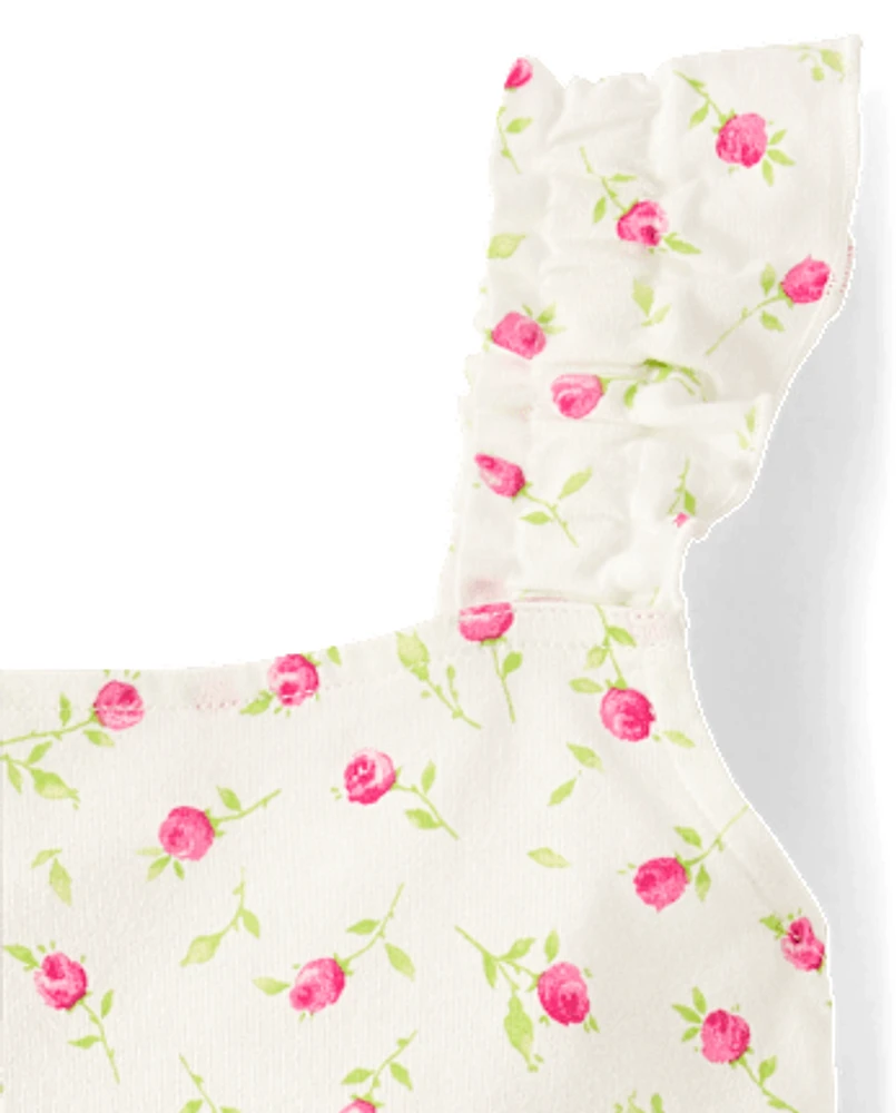 Girls Floral Tiered Tank Top