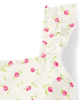 Girls Floral Tiered Tank Top