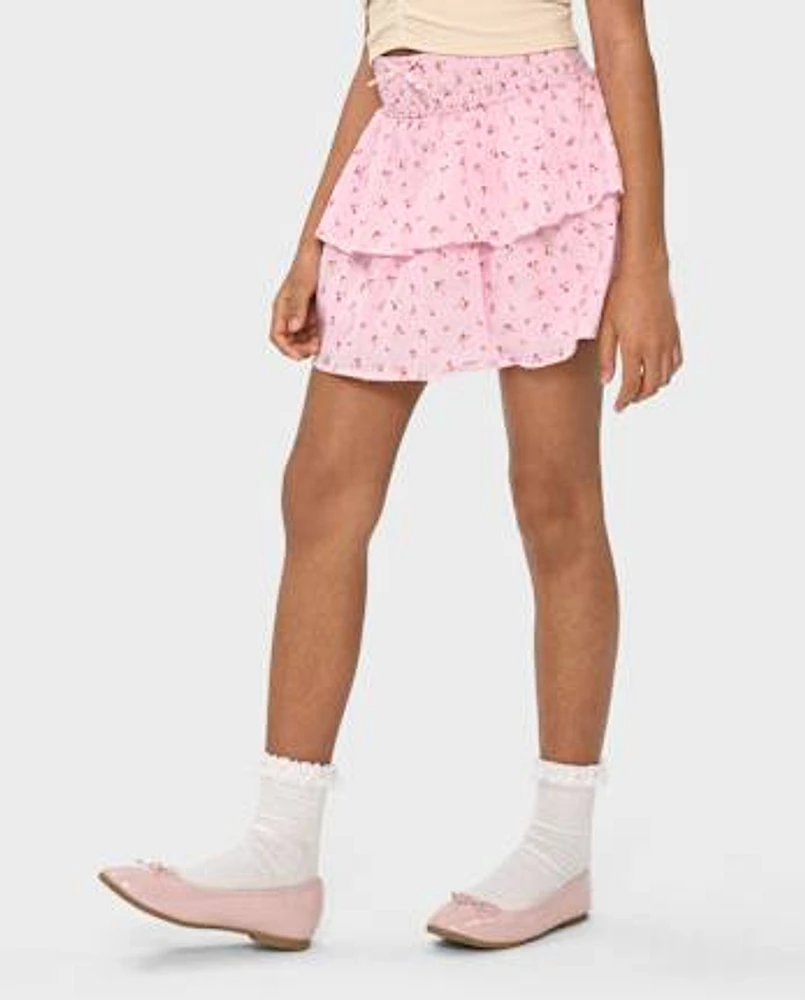 Jupe à volants froncés pour filles