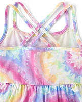 Girls Print Cross Back Dress
