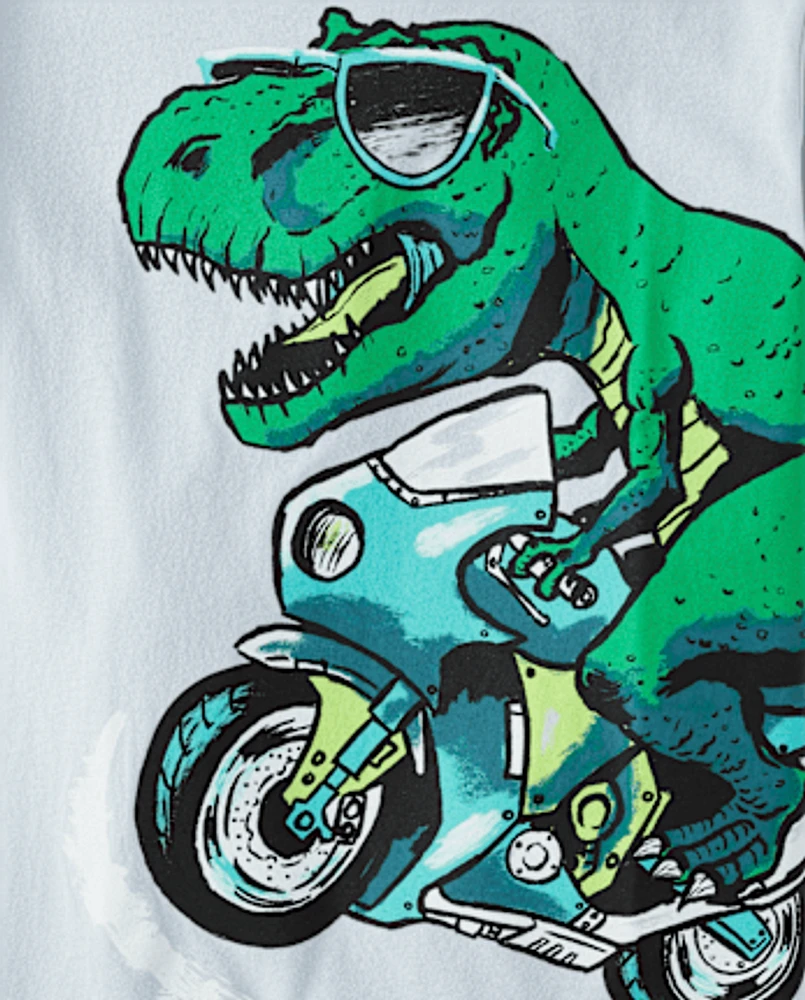 T-shirt graphique moto dinosaure pour garçon