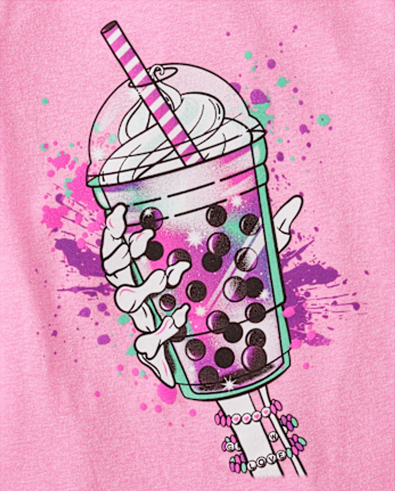 Girls Skeleton Drink Graphic Tee