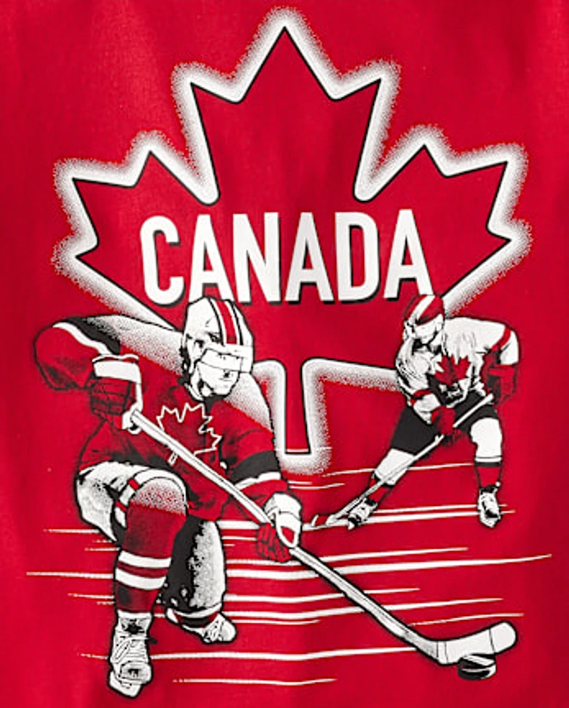 T-shirt graphique de hockey sur glace pour garçons - Fête du Canada