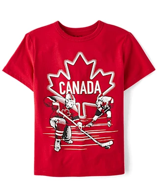 Boys Canada Day Ice Hockey Graphic Tee