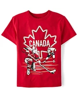 T-shirt graphique de hockey sur glace pour garçons - Fête du Canada