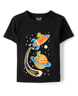 Baby And Toddler Boys Glow Space Alien Graphic Tee