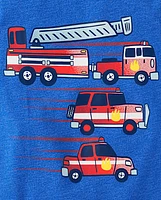 T-shirt graphique pour bébés et tout-petits garçons, véhicules de pompiers