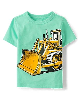 T-shirt graphique pour bébé et tout-petit garçon, motif véhicule de construction