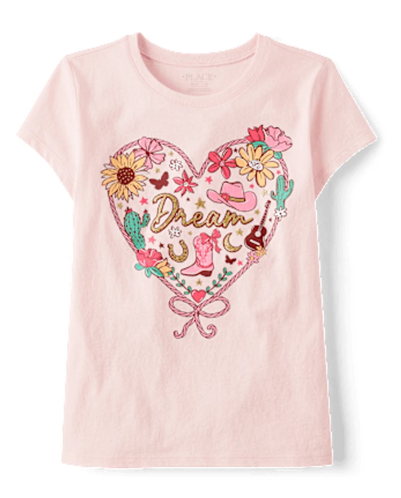 Girls Western Heart Graphic Tee