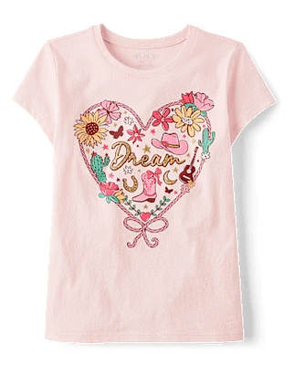 Girls Western Heart Graphic Tee