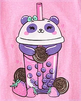 Girls Panda Drink Graphic Tee