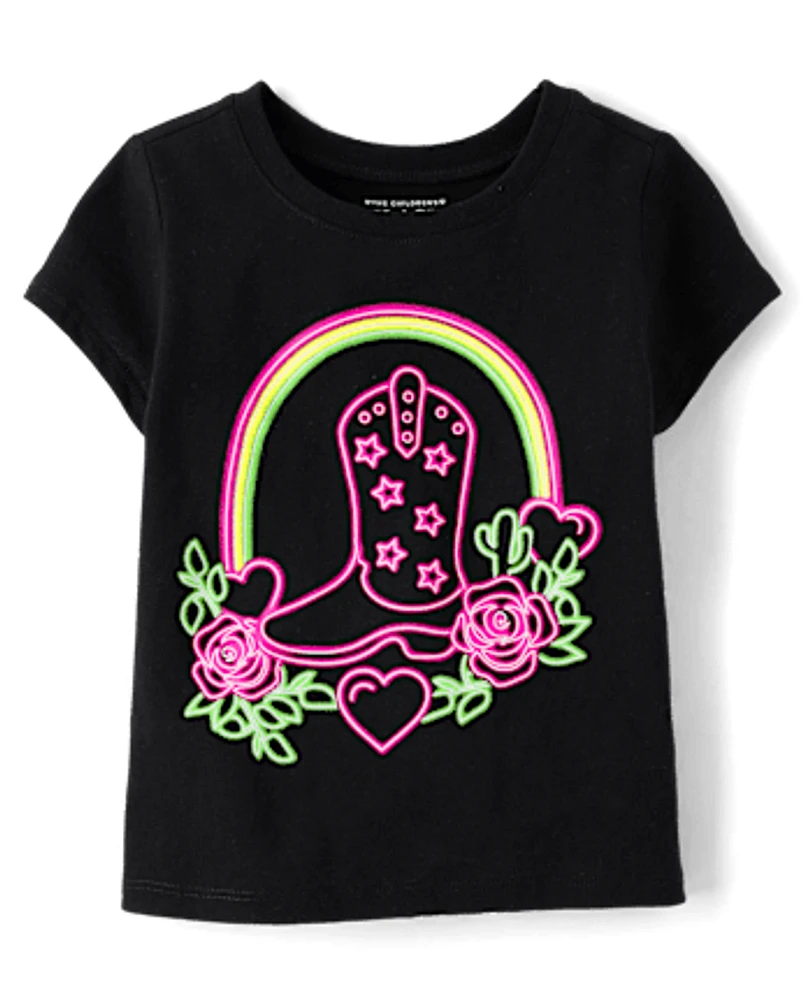 Baby And Toddler Girls Cowgirl Boot Graphic Tee