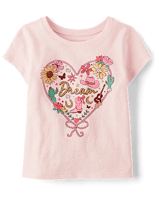 Baby And Toddler Girls Western Heart Graphic Tee
