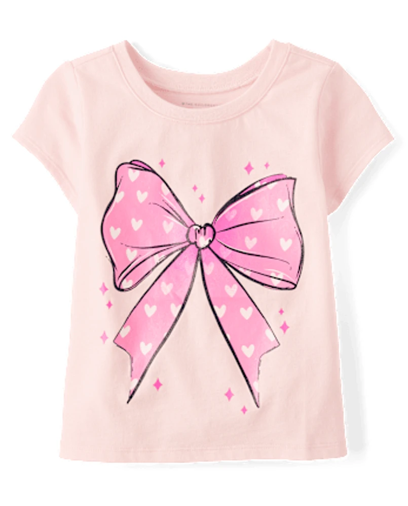 Baby And Toddler Girls Bow Graphic Tee