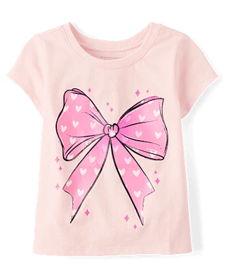 Baby And Toddler Girls Bow Graphic Tee