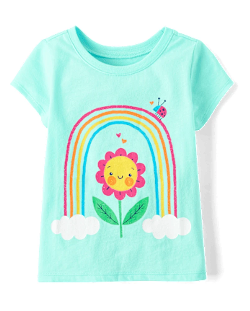 Baby And Toddler Girls Flower Graphic Tee