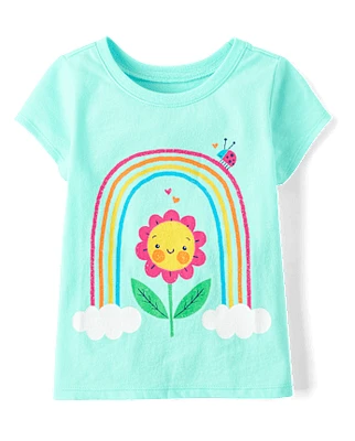 Baby And Toddler Girls Flower Graphic Tee