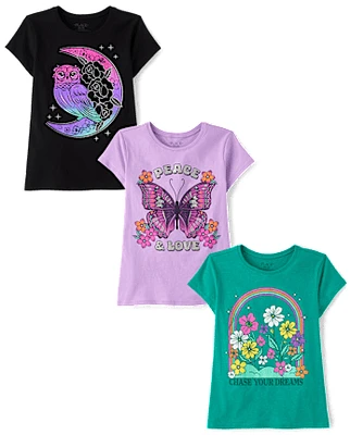 Girls Positivity Graphic Tee 3-Pack