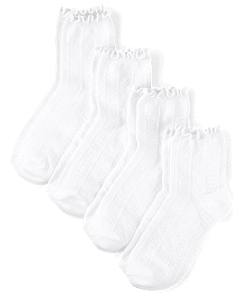 Girls Pointelle Ruffle Midi Socks