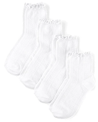 Girls Pointelle Ruffle Midi Socks