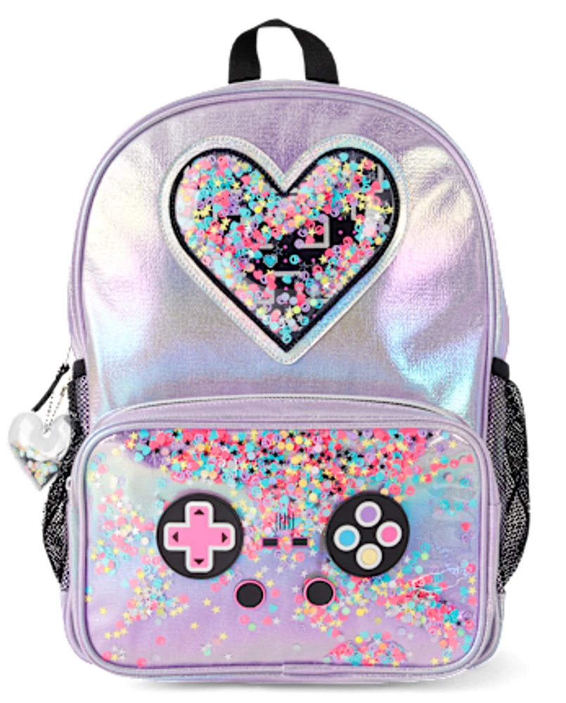 Girls Iridescent Shakey Video Game Backpack