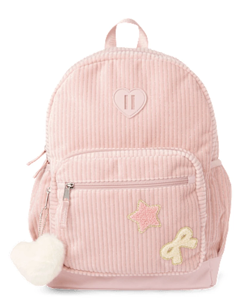 Girls Bow Corduroy Backpack