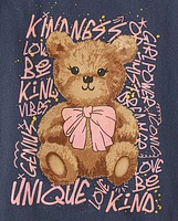 Girls Bear Positive Words Graphic Tee