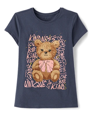 Girls Bear Positive Words Graphic Tee