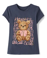 Girls Bear Positive Words Graphic Tee