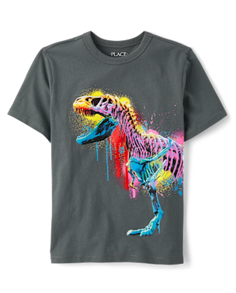 Boys Paint Drip Dino Graphic Tee