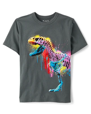 Boys Paint Drip Dino Graphic Tee