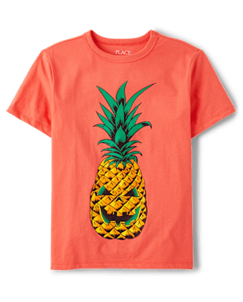 Boys Summerween Skull Pineapple Graphic Tee