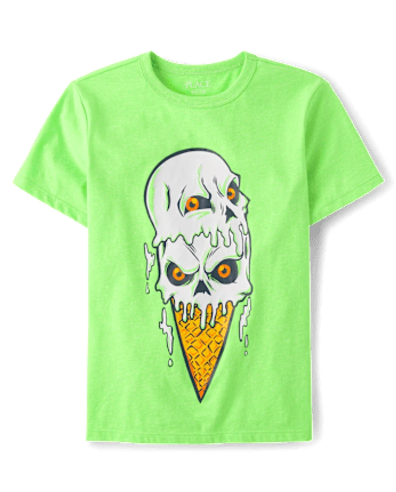 Boys Skeleton Ice Cream Cone Graphic Tee