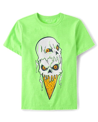 Boys Skeleton Ice Cream Cone Graphic Tee