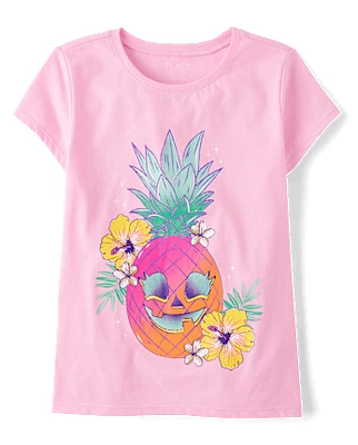 Girls Skull Pineapple Graphic Tee