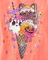 Girls Halloween Ice Cream Cone Graphic Tee