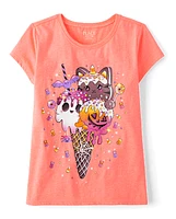 Girls Halloween Ice Cream Cone Graphic Tee