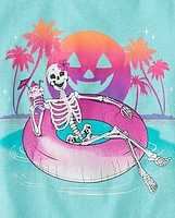 Girls Skeleton Pool Float Graphic Tee