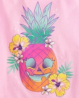 Baby And Toddler Girls Skull Pineapple Graphic Tee