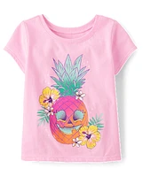 Baby And Toddler Girls Skull Pineapple Graphic Tee