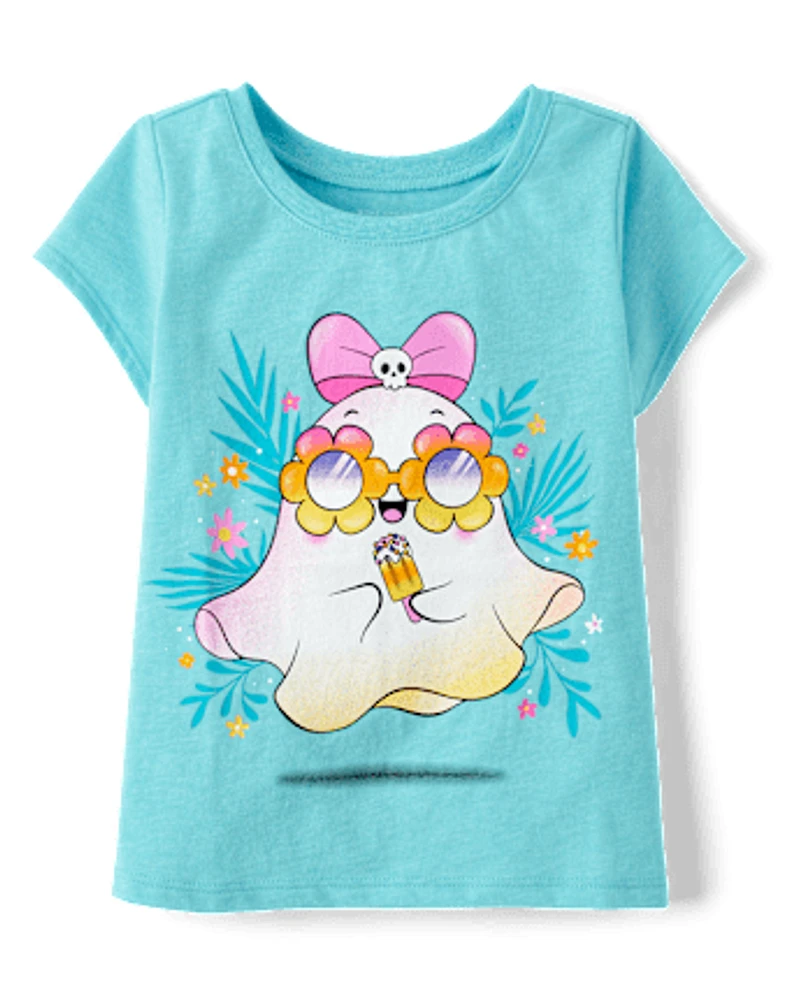 Baby And Toddler Girls Ghost Flowers Graphic Tee