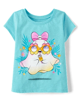 Baby And Toddler Girls Ghost Flowers Graphic Tee