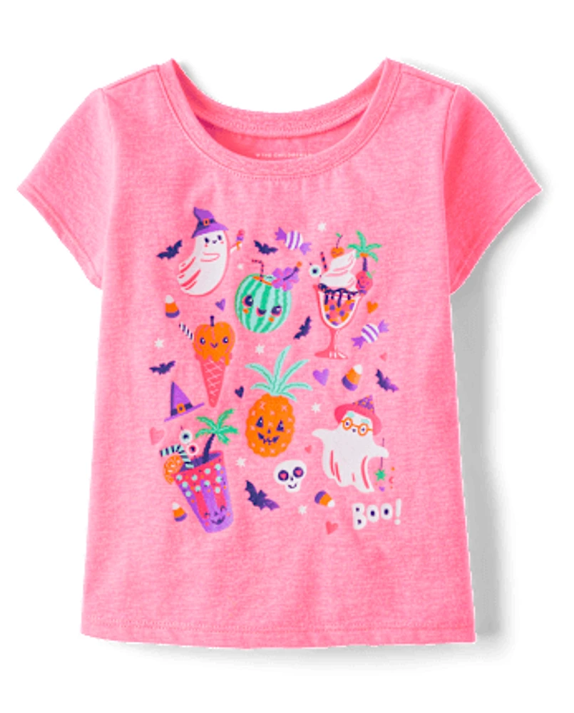Baby And Toddler Girls Halloween Doodles Graphic Tee