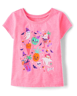 Baby And Toddler Girls Halloween Doodles Graphic Tee