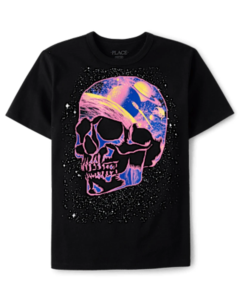 Boys Space Skull Graphic Tee