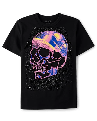 Boys Space Skull Graphic Tee