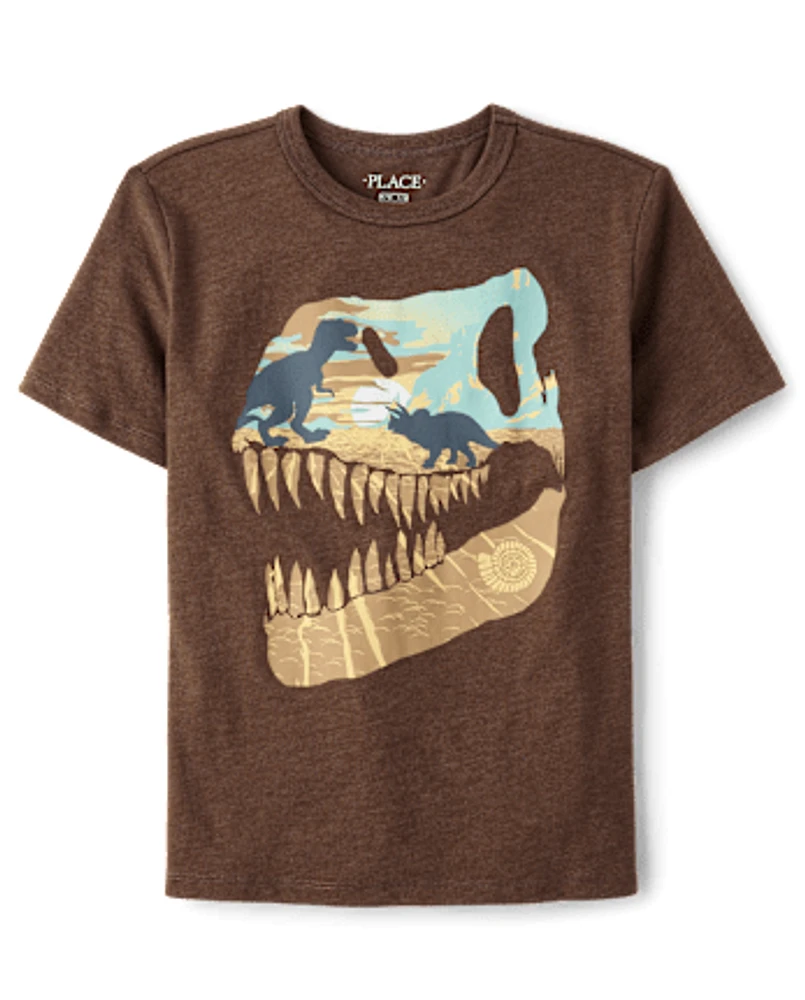 Boys Dino Skull Graphic Tee