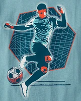Boys Soccer Player Grid Graphic Tee