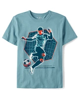 Boys Soccer Player Grid Graphic Tee