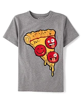 Boys Pepperoni Face Pizza Graphic Tee